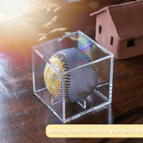 Acrylic Baseball Case for Display, UV Protected Baseball Display Cube, Autographed Baseball Clear Display Case, Baseball Display Case for Memorabilia Baseball (1 PC) - size: 1 Pc