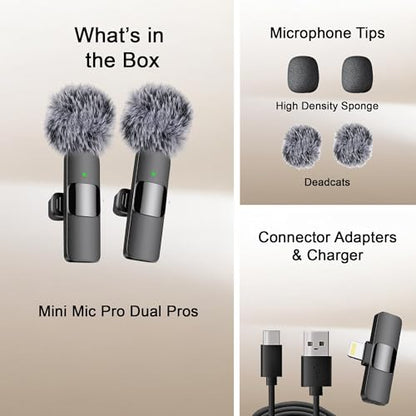 Mini Mic Pro (Latest Model) – #1 Microphone for iPhone & Android, Wireless Mini Microphone, ClearVoice™, Noise Cancelling, Lavalier Mic for TikTok, YouTube & Interviews (iPhone 14 & Below) - style: Lightning Only (iPhone 14 & Older)