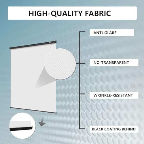 RAUBAY Retractable Pull Down White Screen Backdrop - 59.8" x 86.6" Collapsible Wall-Mount Background for Professional Video Production, Photography, TikTok and Video Conferencing - color: White, size: Standard(59.8 x 86.6in)