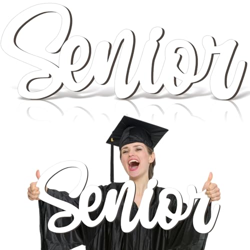 Yousoontic Graduation Party Decoration Senior Wooden Photo Prop Sign Graduation Photo Booth Sign Senior Picture Prop Wood Cutout 2026 Decoration for Graduate Party Favor Supplies(White) - color: White