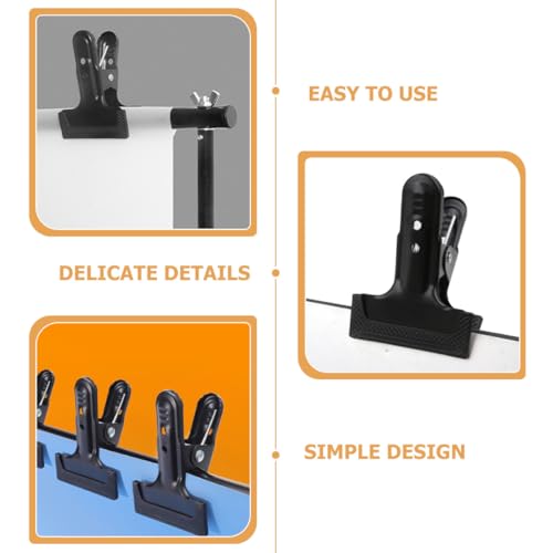 VALICLUD 4pcs Heavy Duty Backdrop Clips Metal Background Cloth Clamps for Photography Studio Backdrop Fixing, Powerful Spring Clamp Tool in Black for Photo Shoot Equipment