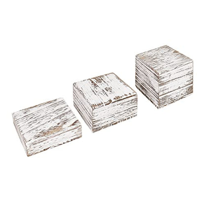 MOOCA Customizable Wooden Display Risers Set - 3 Different Height Stands for Jewelry, Watches, Cosmetics, and Accessory, Antique White Color - color: Antique White