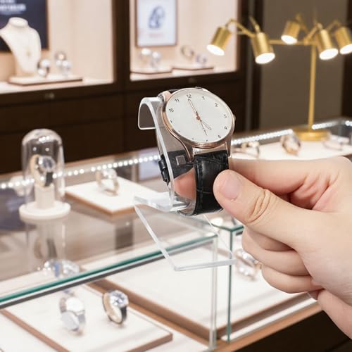 Prasacco Clear Watch Display Stand, 2 Pack Watch Holder Organizer Watches Display Stand Rack for Bracelet Jewelry Storage, Transparent Watches Showcase Rack