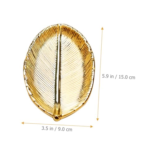 CLISPEED Ceramic Jewelry Display Tray Leaf Shape Nail Art Display Plate Gold Jewelry Organizer Ring Holder Photo Prop for Vanity Table Storage