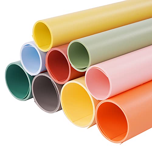 Selens 9Pcs 27x59 inch PVC Morandi Photography Background, Waterproof Tabletop Backdrop for Food Photograph Jewelry Cosmetics Makeup Small Product Props Photo Shoot