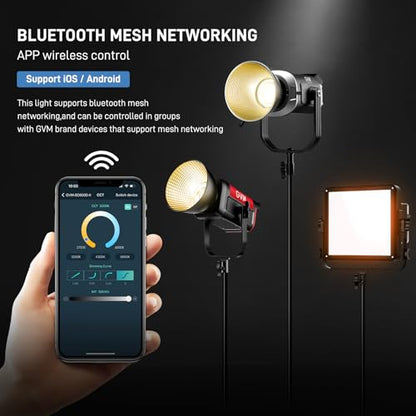 GVM 600W Bi-Color LED Video Light, 2700K-6800K Studio Photography Lighting, 128000Lux/1m Continuous Lighting Kit with APP & DMX Control for Filmmaking, Live Streaming, Broadcasting - size: 600W02