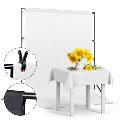 UTEBIT 5x6.5ft Photo Backdrop, Collapsible Backdrop White Black 2-in-1 Revisible Background Screen with 4 Spring Clamps for Photography Photoshoot Portraits Party Video Studio (Backdrop Only) - size: 5 * 6.5FT