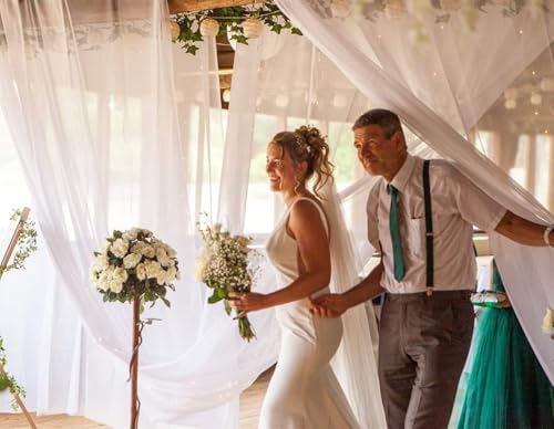 DUOBAO White Wedding Chiffon Ceiling 5x20FT Long Sheer Draping Fabric Photography Backdrops 4 Panels Soft Drapes Curtains for Weddings Arches Christmas Indoor Events - color: White, size: 60"W x 240"L (Pack of 4)