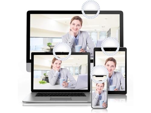 Selfie Ring Light for iPhone, Android, Tablet - Rechargeable Clip-on 3 Light Levels