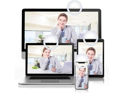 Selfie Ring Light for iPhone, Android, Tablet - Rechargeable Clip-on 3 Light Levels