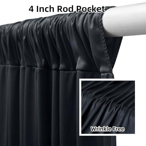 50ftx12ft Black Wrinkle-Free Wedding Backdrop Curtain -Silky Washable Black Polyester Drapes for Baby Showers, Birthday Parties, Photography, and Wedding Receptions-10 Panels 5FTx12FT - color: black, size: W5' x H12'(10 panels)