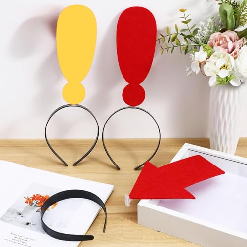 2Pcs Funny red heart headbands Set for Concerts, Halloween, Cosplay & Photo Props - Soft Stretchy Headbands - color: Exclamation Mark Headband 2