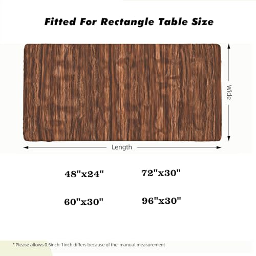 Wood Texture Background Rectangle Picnic Fitted Tablecloths, Waterproof Elastic Camping, Wipeable Vinyl Table Cover for Indoor, Outdoor, for 60x30 Inch Rectangular Table, Style 120 - color: Wood Texture -10, size: 60" x 30" (Rectangular)