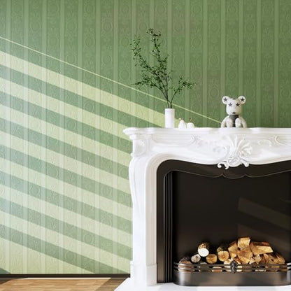 JiffDiff Wallpaper Peel and Stick Textured,3D Embossed Wall Paper Stick on Wallpaper Modern Waterproof Self Adhesive Contact Paper(17.3" x 400",Green) - color: Green, size: 17.3" x 400"