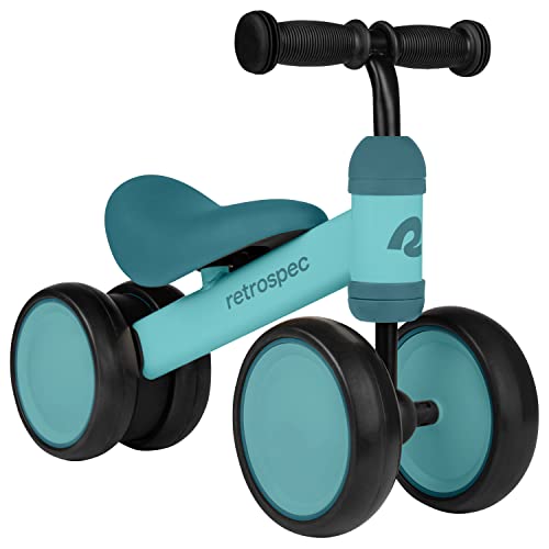 Retrospec Cricket Baby Balance Bike, 4-Wheel Ride-On Toy for Ages 12-24 Months – First Bike & Toddler Bike for 1 Year Old Boys & Girls, First Birthday Gift - color: Blue Ridge