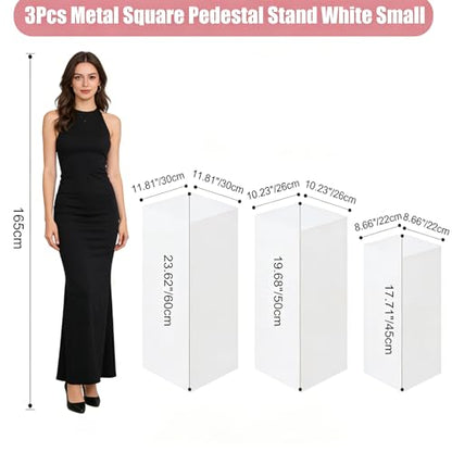 HAISIWLKJ 3PCS Cylinder Pedestal Stands for Parties, White Metal Round Cylinder Plinths Dessert Table Display Pillars for Birthday Wedding Bridal Baby Shower Party Decorations(Small)