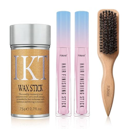 FUNAN Hair Finishing Stick Hair Wax Stick with Brush Works Better When Paired Together - size: 2.12 Ounce (Pack of 4)