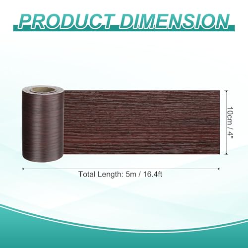 HARFINGTON Wood Grain Wallpaper Border 4" x 16.4ft PVC Self-Adhesive Textured Frame Sticker Waterproof Wall Decorative Wallpaper for Floor Door Table Cabinets Desk, Red Wood - color: Red Wood, size: 4" x 16.4ft