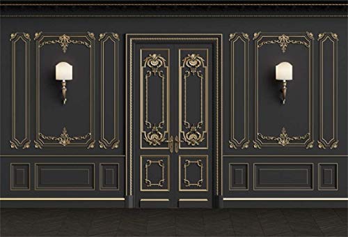 Leyiyi 8x6ft Vintage Room Inside Backdrop European Frame French Door Modern Castle House Cementery Wall Vintage Lantern Photo Background Cowboy Kids Birthday Vinyl Portrait Photo Studio Props - color: Black, size: 8x6ft