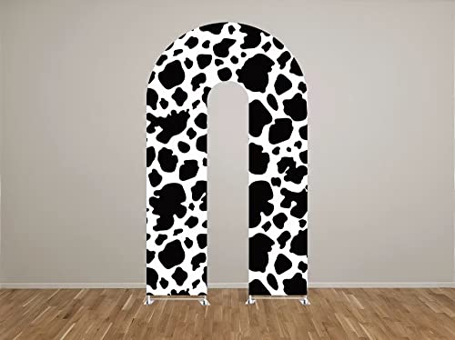 HUAYI N Shape Cow Pattern Arch Backdrop Cover Girl Pink Farm Parties Chiara Backdrops Decorations Arched Wall Covers Stands Display Props Farm Party Banner GX244 2.5ft * 6ft - color: Gx244-arch Cover, size: W2.5ft by H6ft (75cm by 180cm)