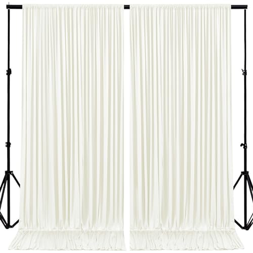 10ft x 10ft Ivory Backdrop Curtains Panels for Parties Wedding Wrinkle Free Fabric Backdrop Drapes Decorations Cloth for Baby Shower Photography Birthday Party Bridal Shower Background Curtain - color: Ivory, size: W5' x H10'(2 panels)