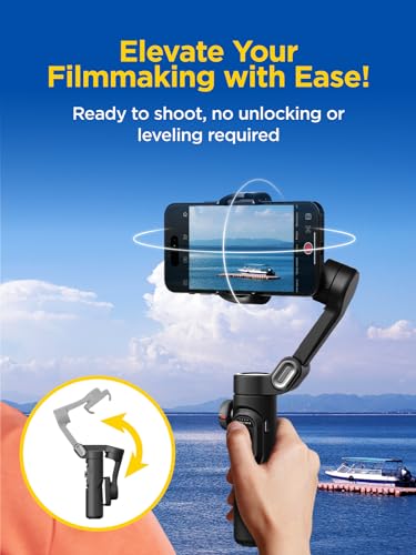 AOCHUAN Gimbal Stabilizer for iPhone Gimbal, Smartphone w/Focus Wheel Face/Object Tracking for iPhone 17 16 15 Pro Max/Android Foldable 3-Axis Handheld Phone Stabilizer for Video Recording -Smart XE - style: Smart XE