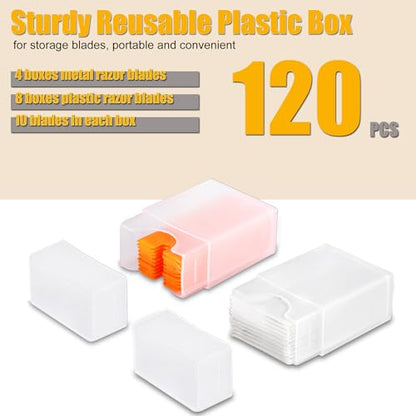 REXBETI Razor Blade Scraper Tool, 4 Pack Razor Scraper Set with Extra 120Pcs Razor Blades- 40Pcs Metal and 80Pcs Plastic Blades, Cleaning Scraper Tool, Cooktop Scraper, Paint Scraper, Glass Scraper - style: Original 4 Pack