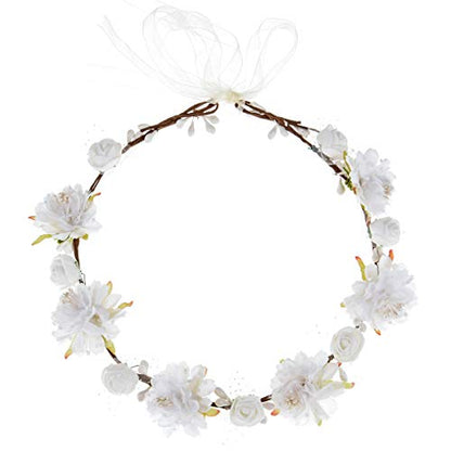 DDazzling Girls Breath Crown Flower Girl crown Floral Headband Wedding Hair Wreath Photo Props (White) - color: White