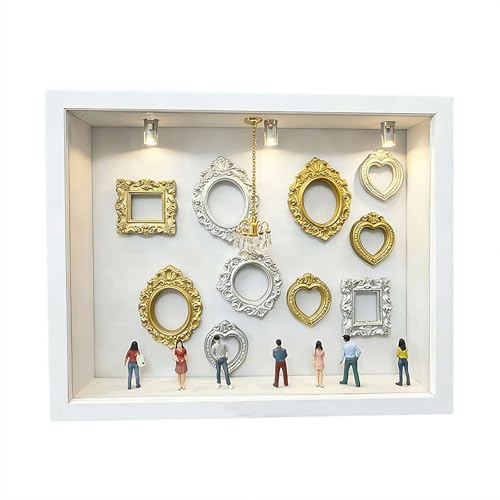 DIY Silhouette Shadow Box Frame Kit, Mini Museum Silhouette Box with Gold Miniature Museum & Figurines, Unique Memories in Style for Anniversary, Wedding, Birthday, Valentine's Day & Home Decor - color: White, size: White board