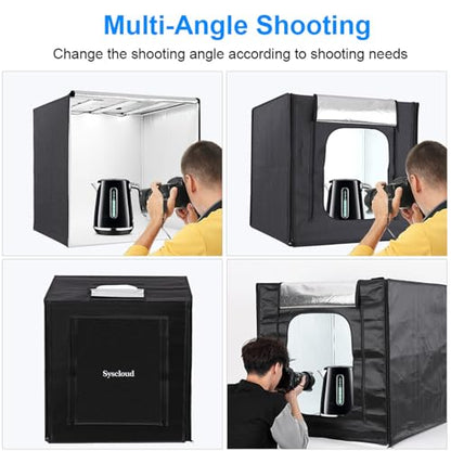 Photo Studio Light Box, 32"x32" Professional Dimmable Shooting Tent Kit with 210 LEDs Lights & 4 Color Backgrounds for Product Photography - size: 32*32inch