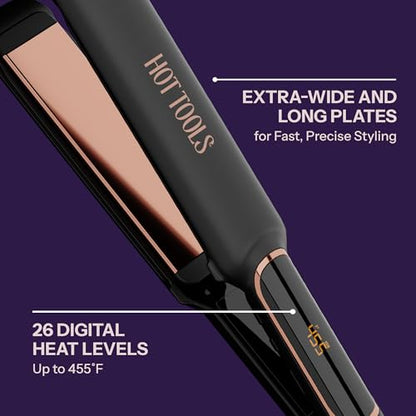 HOT TOOLS Professional Rose Gold Digital Extra Long Flat Iron, 1-1/2 inch - color: Black, size: 1-1/2 Inch