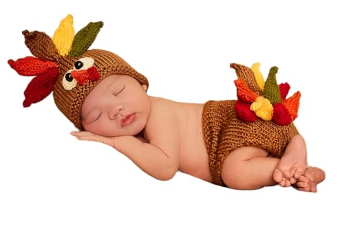 Jastore Baby Photography Props Newborn Boy Girl Photo Shoot Outfits Crochet Costume Infant Knitted Hat Sets - color: Turkey