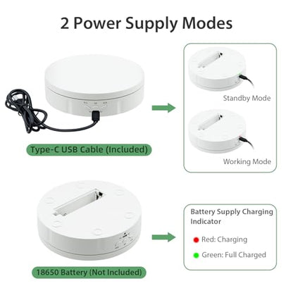 Mcbazel Motorized Rotating Display Stand, 5.7inch 360 Degree Electric Spinning Turntable Display Stand for Photography Shows/Jewelry/Watch/3D Models/Cake/Cup Ect,Load-Bearing Capacity is About 10kg - color: White+5.7inch