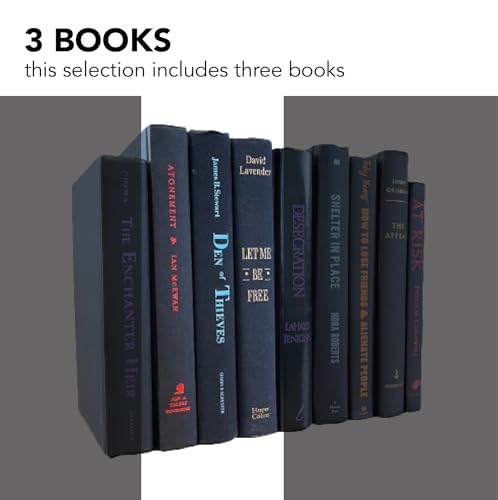 Decorative Accent for Home Decor – Real Books by Color® Interior Styling Piece for Bookshelf, Coffee Table, Design Display (Set of 3, Black Multi) - color: Black Multi, size: Set of 3