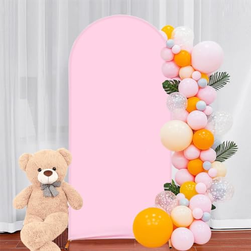 Albassa Arch Backdrop Cover 2-Sided Spandex Wedding Arch Covers Fitted Round Top Chiara Backdrop Stand Cover for Baby Shower Birthday Party Wedding Decoration (Pink, 6FT) - color: Pink, size: 6FT