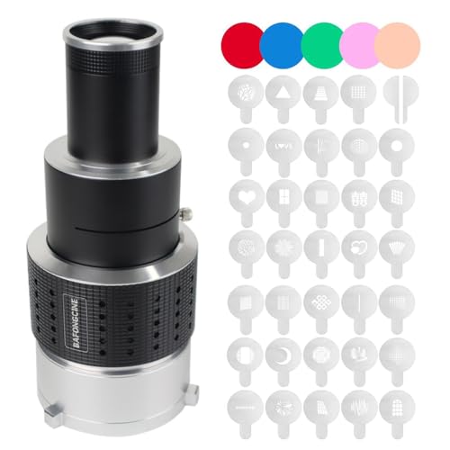 Optical Bowens Mount Projector Attachment Spotlight Conical Optical Snoot Photography Kit with Color Filters Various Gobos for Aputure Amaran 100DS/XS 200XS/DS 300C/DII/X 60D/XS Godox SL60