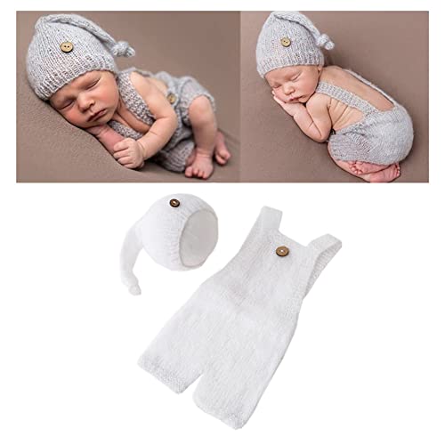 Fashion Cute Newborn Boy Girls Baby Costume Outfits Photography Props Hat Pants - color: Off-white