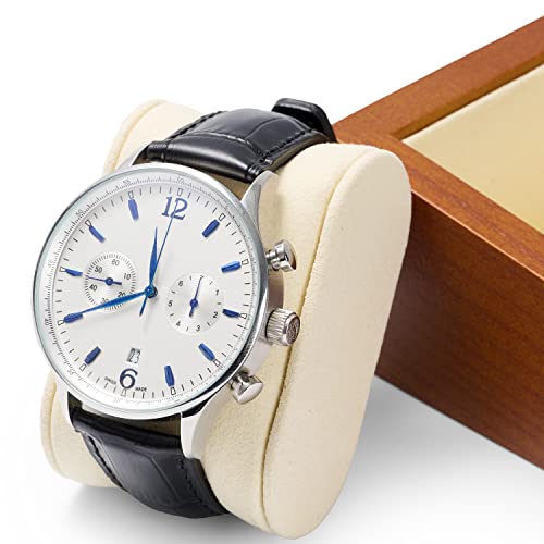 Solid Wood Watch Organizer - Display Case & Stand for Men's Watches & Bracelets - color: WHITE WATCH BOX