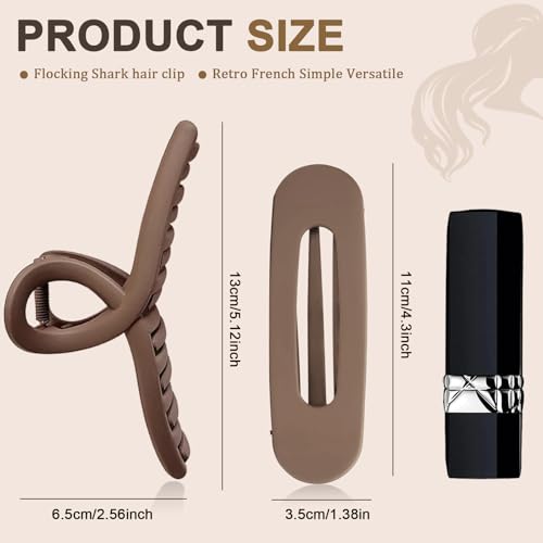 6 Pcs Large Matte Hair Claw Clips, 2 Styles Large Claw Clips for Thin Fine Thick Hair, Flat Hair Clips French Hair Barrette Stylish, No Slip Big Jaw Butterfly Clip for Women Girls - color: Color D
