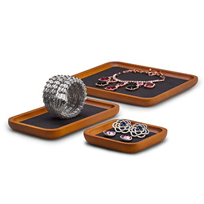 Oirlv Solid Wood Jewelry Tray Jewelry Display Holder Showcase Watch Display Organizer (Medium, Grey) - color: Grey, size: 7.87"x 7.08"x 0.59"