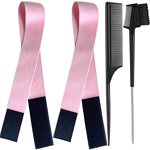 Elastic Lace Melting Edge Bands for Wigs - Adjustable Magic Buckle Wraps to Lay and Grip Edges, 2 Pcs Wig Accessories - color: LightPink, size: 1 Count (Pack of 4)