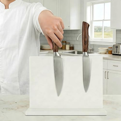 THMINS White Magnetic Knife Holder, Double-Sided Magnetic Knife Block Universal Multi-function Display Rack for Kitchen Counter - size: 11.6x8.5 inch White