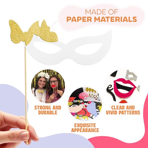 31Pcs Wedding Photo Booth Props – Funny Photo Booth Accessories with Variety Themes – Diverse & Vibrant Props For Photobooth, Designed to Elevate Wedding, Birthday & Party Photoshoots