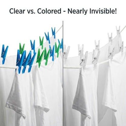 20 Pack Clear Plastic Clips - Multi-Purpose Spring Clamps for Laundry Clothespins, Balloon Arch Decoration, Photo Backdrop, Home Office - 2.4" Transparent Grip Clips