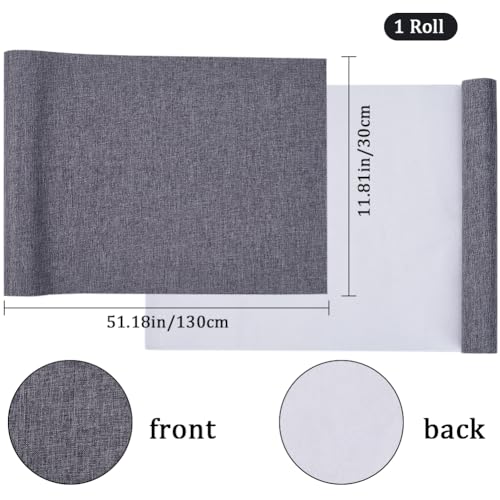 CRASPIRE 51 x 11.8 Linen Book Cloth Dark Gray Books Binding Fabric Surface Paper Backed Bookcover Densely Woven Cloth Books Album Scrapbooking Archival Covering Protector Bookbinding Supplies - color: Dark Gray