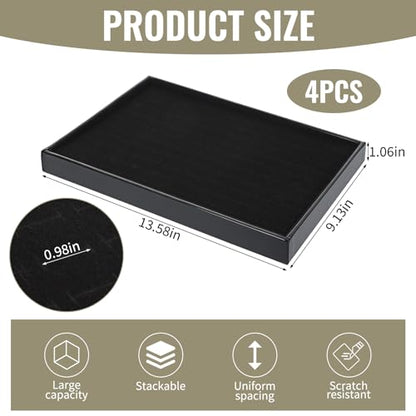 4 Pack Velvet Ring Display Tray 100 Slots Stackable Jewelry Organizer Tray Ring Holder Showcase for Rings Earrings Jewelry Storage for Drawer Dresser Store Display