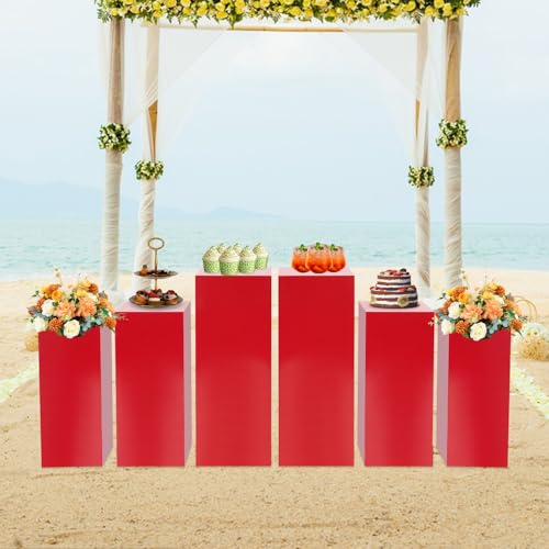 3PCS Metal Square Pedestal Stands, White Dessert Table Cube Display Pillars, Wedding Party Art Decor Display Column for Patios, Corridors and Entrances (23.62-31.5in) - size: 23.62-31.5in