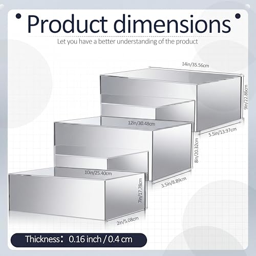3 Pack Extra Large Acrylic Risers - 14”, 12”, 10” Silver Display Stands with Hollow Bottoms, Cube Buffet Riser Boxes Nesting for Dessert Food Catering Buffet Display Party Supplies - color: Silver, size: 14”,12”,10”