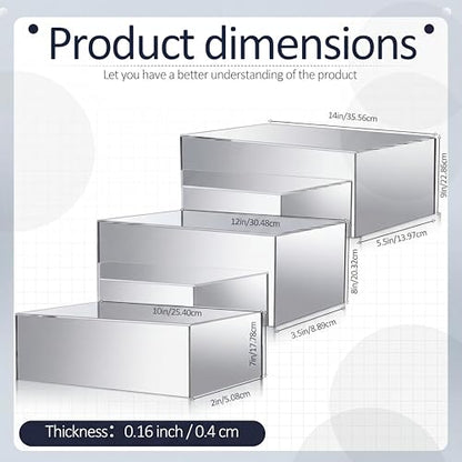 3 Pack Extra Large Acrylic Risers - 14”, 12”, 10” Silver Display Stands with Hollow Bottoms, Cube Buffet Riser Boxes Nesting for Dessert Food Catering Buffet Display Party Supplies - color: Silver, size: 14”,12”,10”