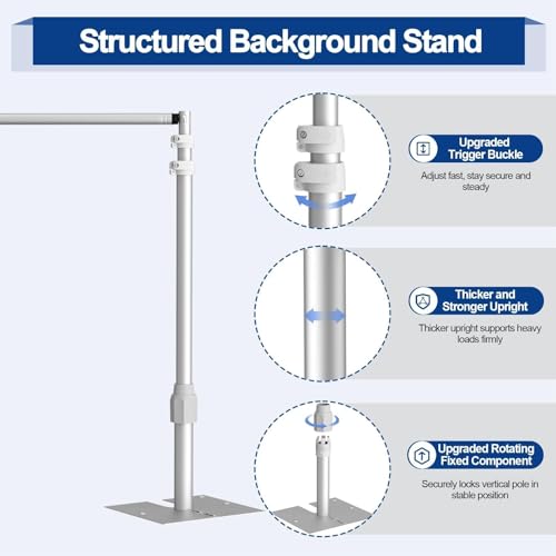 EMART Backdrop Stand Heavy Duty, 10x10Ft Adjustable Pipe and Drape Backdrop Stand Kit, Photo Booth Background Frame with Foldable Metal Base for Wedding Photography Birthday Party Decoration